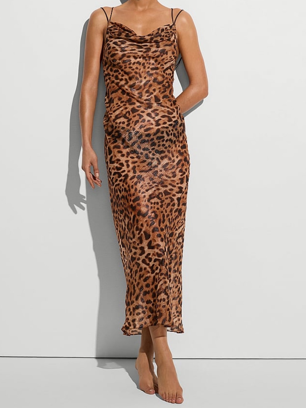 Victoria's Secret Brown And Black Leopard Print Strapless Slip Dress